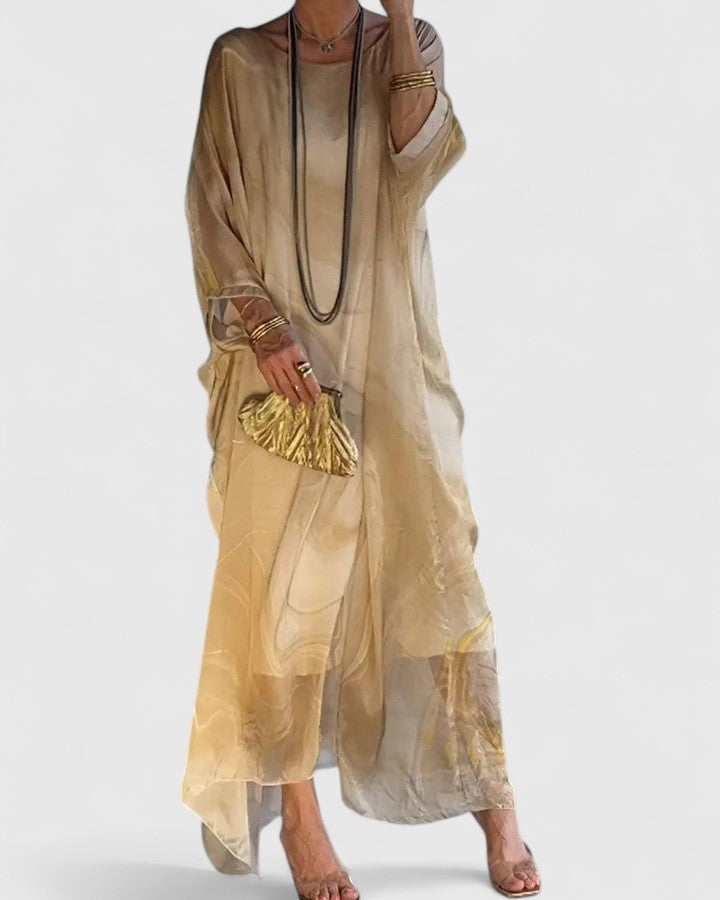 Formal women's maxi dress, an elegant evening gown for parties & special events. Flowing & flattering long design.