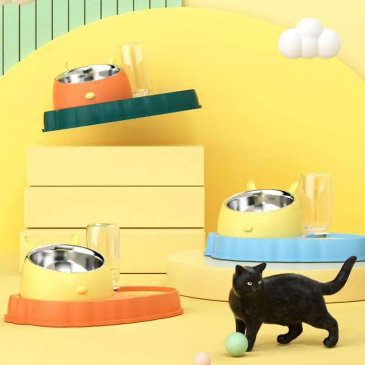 Unisex pet feeding station with automatic water dispenser for cats & dogs. Convenient pet care supplies.