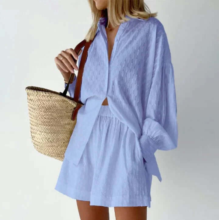 Women's Two-Piece Shirt and Shorts Set