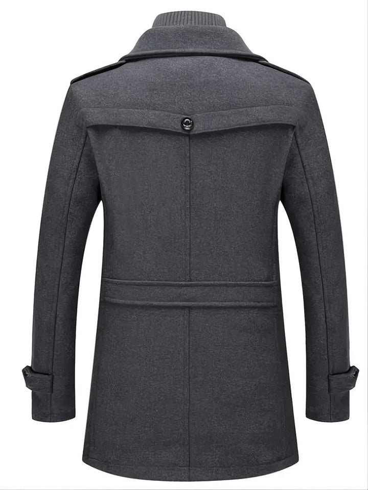 Versatile men's double breasted pea coat. Classic style for both formal events & casual winter outings.