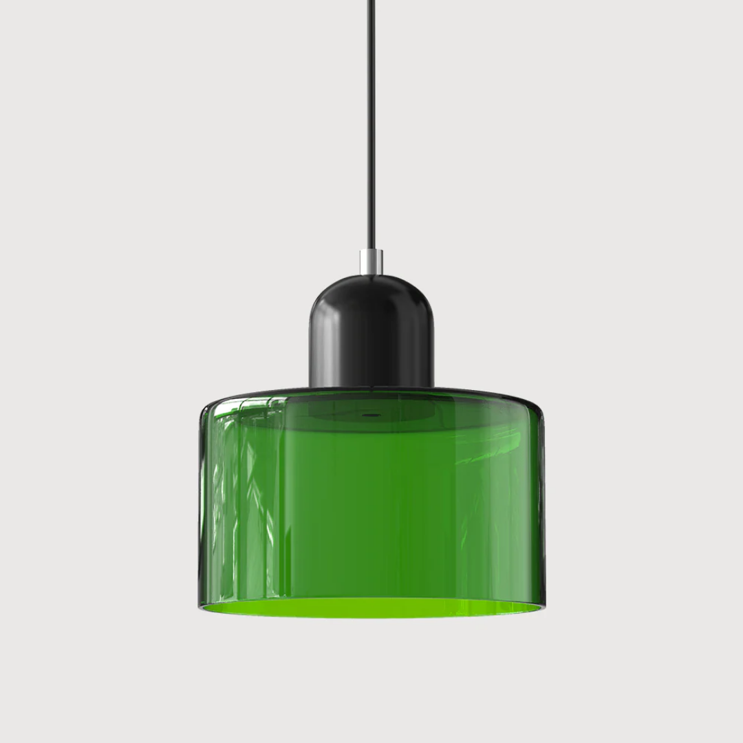 Retro home lighting fixture, glass shade, adjustable for versatile decor.