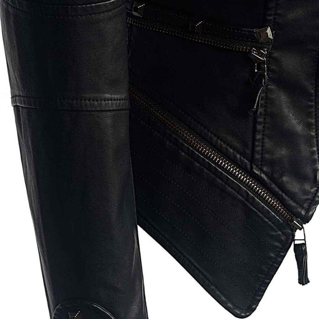 Women's Fitted Studded Biker Leather Jacket