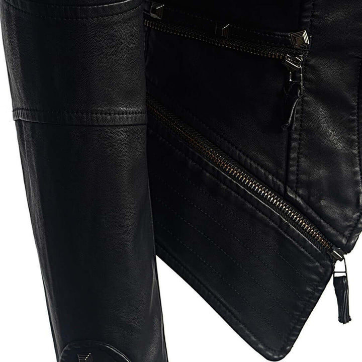 Women's Fitted Studded Biker Leather Jacket