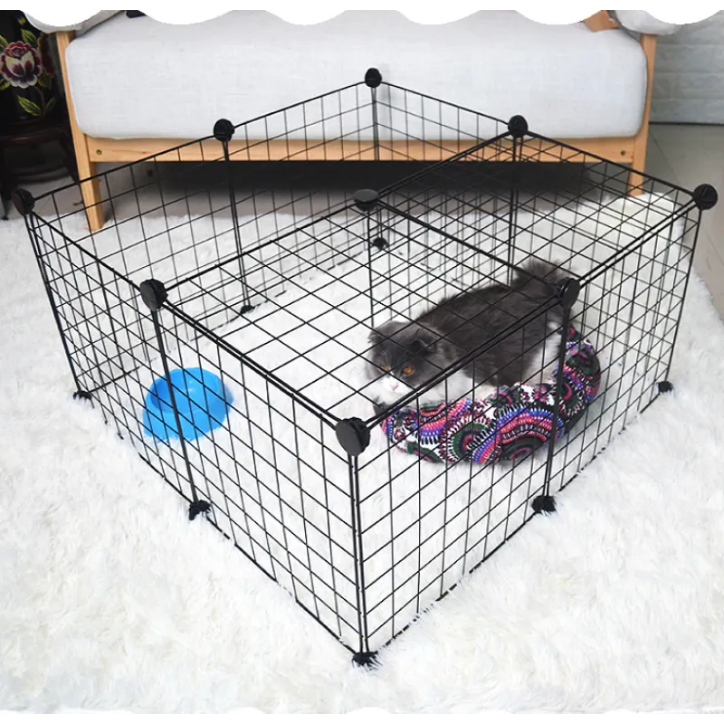 Flexible wire dog playpen with secure door, ideal for puppies & small dogs. Indoor/outdoor pet enclosure.