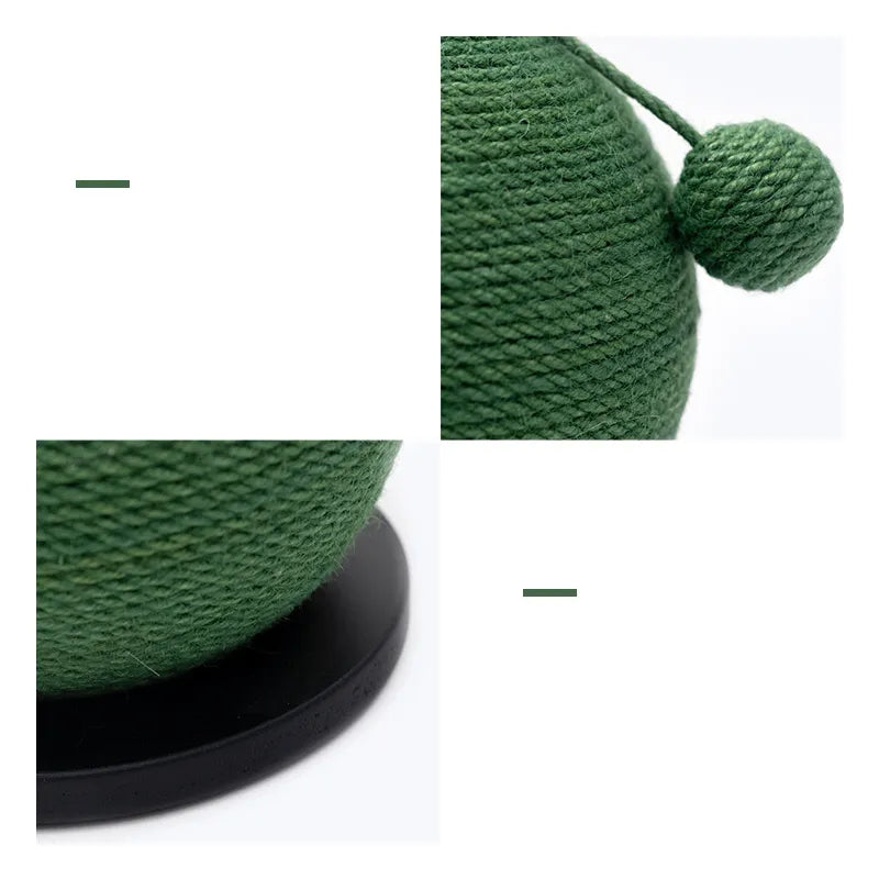 Durable sisal cat scratching ball, a long-lasting pet accessory for feline enrichment and happy cats.