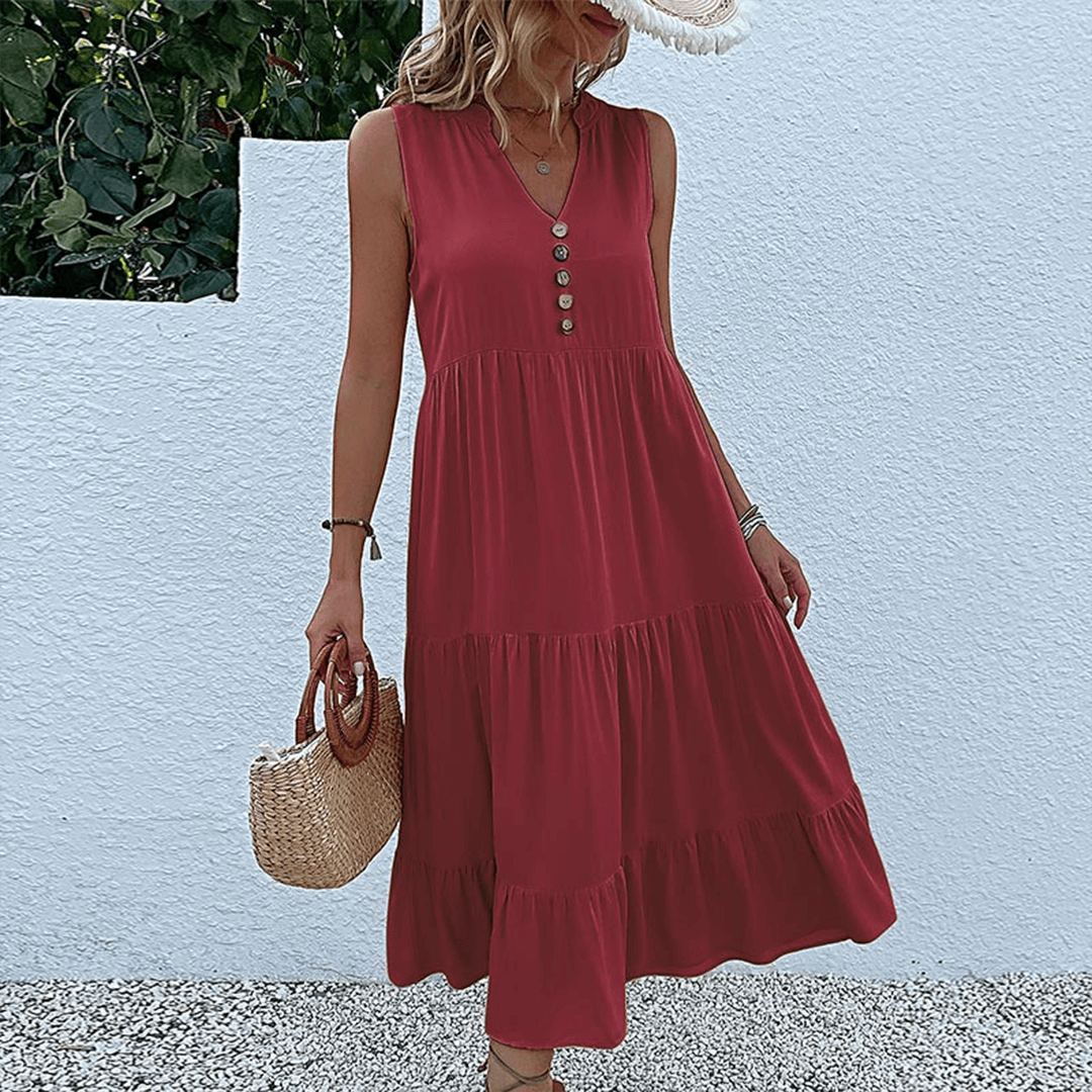 Casual V-Neck Sleeveless Dress