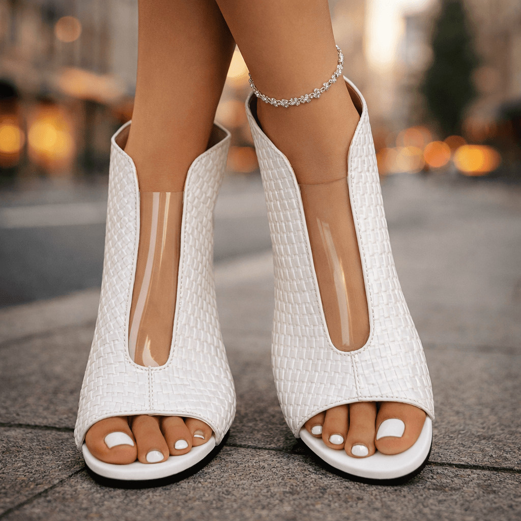 Modern Viviana geometric heels, a statement piece for weddings & summer events.