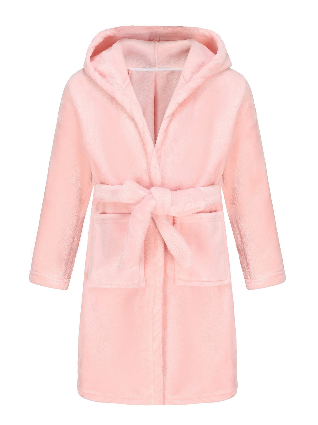 Soft fleece hooded bathrobe for girls, cozy and comfortable for bath time or loungewear.