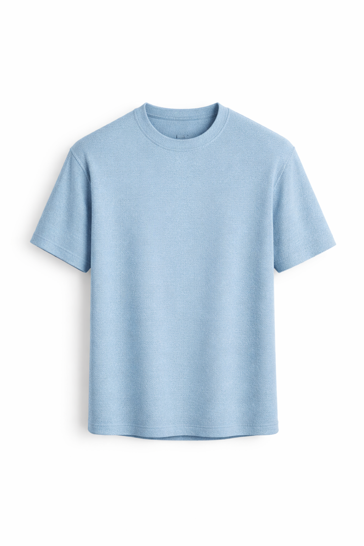 Stylish men's relaxed fit textured t-shirt, perfect casual summer top for everyday comfort.