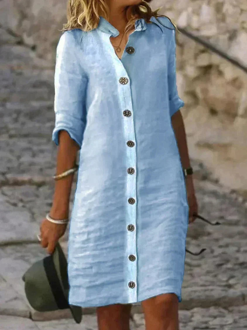 Women's classic midi dress for summer. Comfortable & elegant, perfect for effortless style. Available in various colors.
