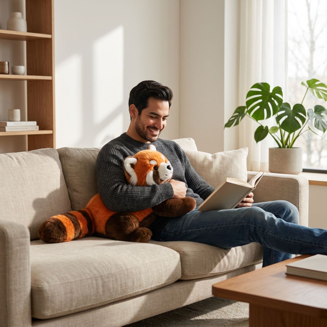 Raccoon long plush cuddle toy, brings joy & comfort to any age.