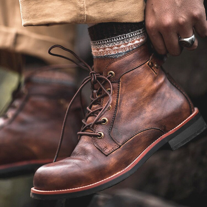 Men's orthopedic comfort boots provide daily arch support, cushioned sole for foot health & casual style.