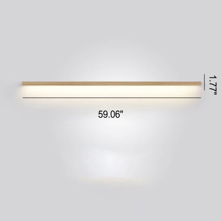 Energy-efficient LED wooden wall lamp, delivering dimmable ambient light for modern interiors.