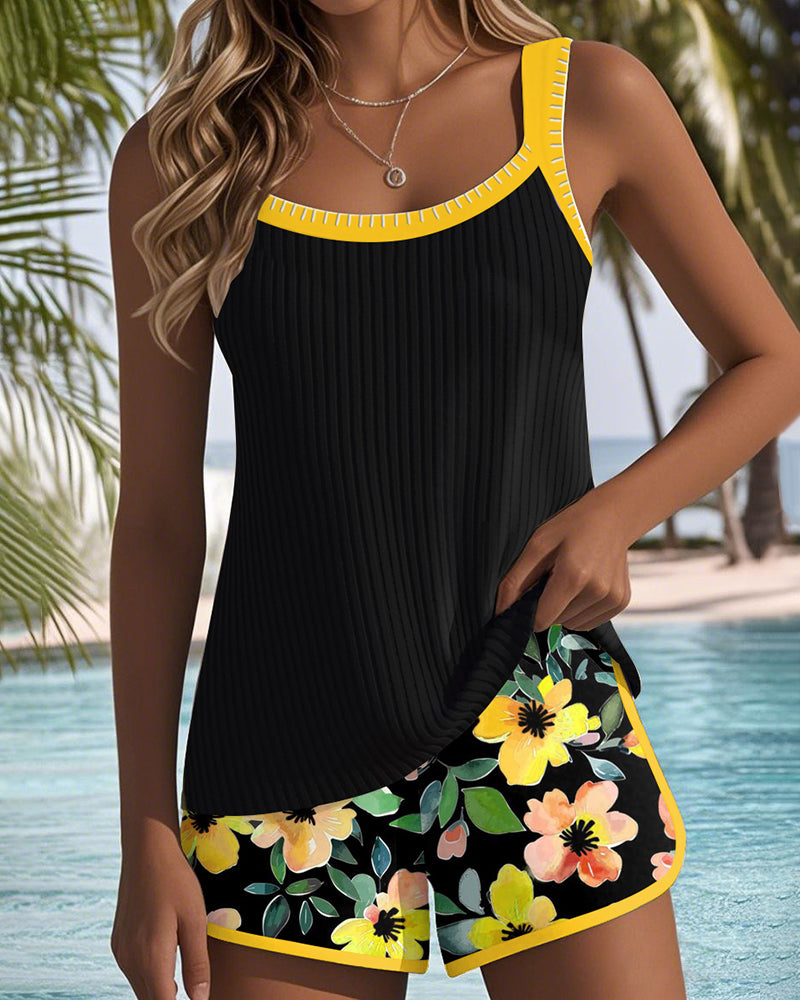Chic women's tankini swimwear with excellent tummy control, ensuring a smooth, flattering look.