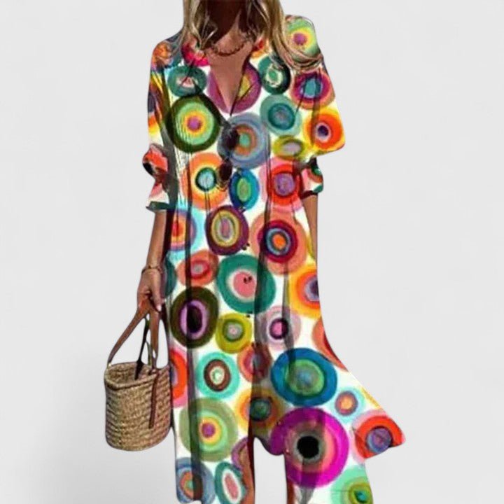 Stylish women's elegant boho maxi dress. Comfortable, vibrant & versatile for summer, parties, or everyday chic.