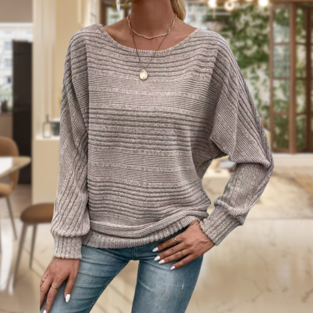 Soft & stylish women's textured knit jumper. A comfortable round neck sweater, perfect as a versatile fall/winter staple.