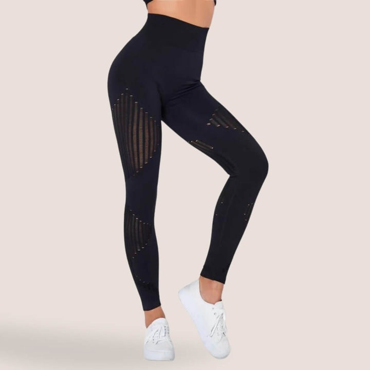 Rose high-waist slimming leggings, anti-cellulite seamless design for active women's apparel.