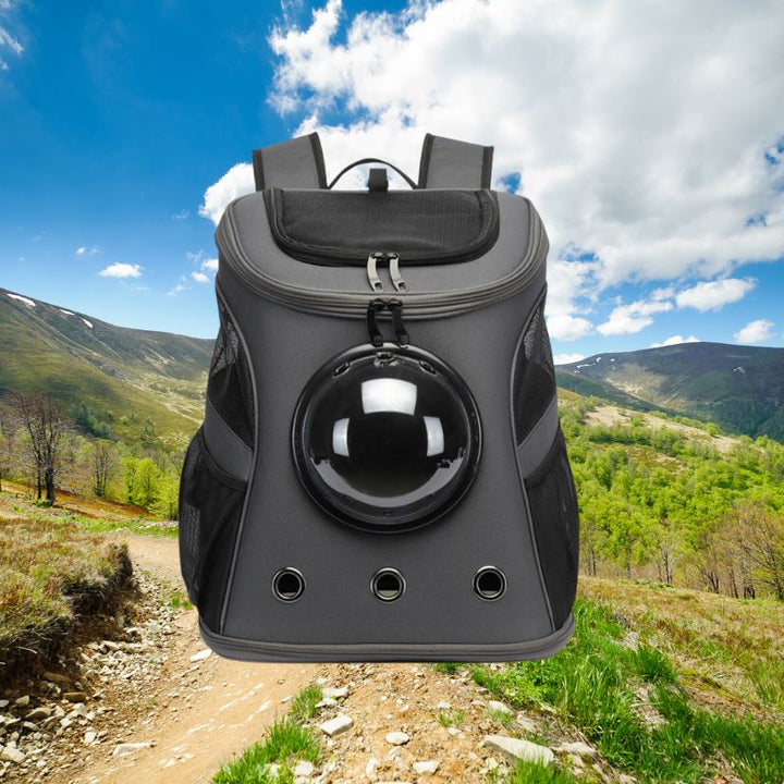 Stylish unisex pet travel backpack in a modern design, perfect for carrying cats on adventures.