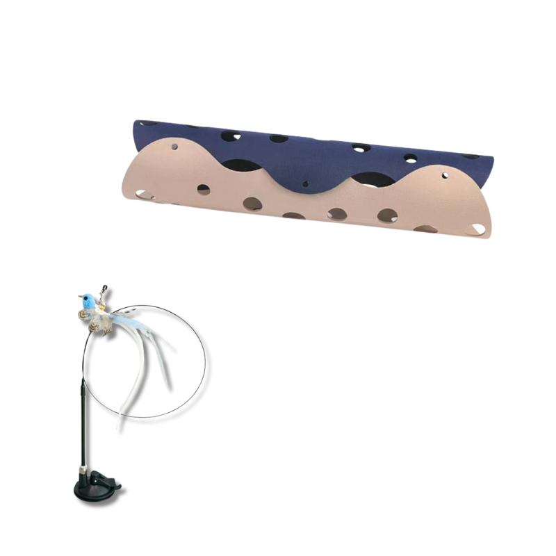 Cat's interactive play & lounge set for endless fun. Tunnel for exploring, soft bed for naps. A purr-fect pet accessory.