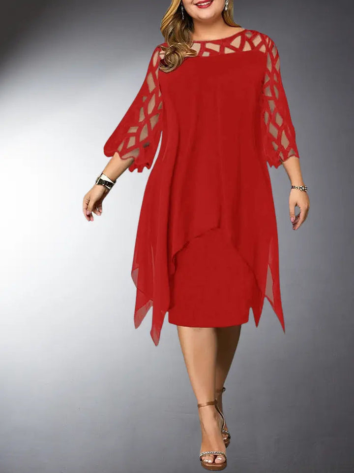 Stylish green plus size midi dress for women, an elegant all-season fashion piece. Versatile and flattering.