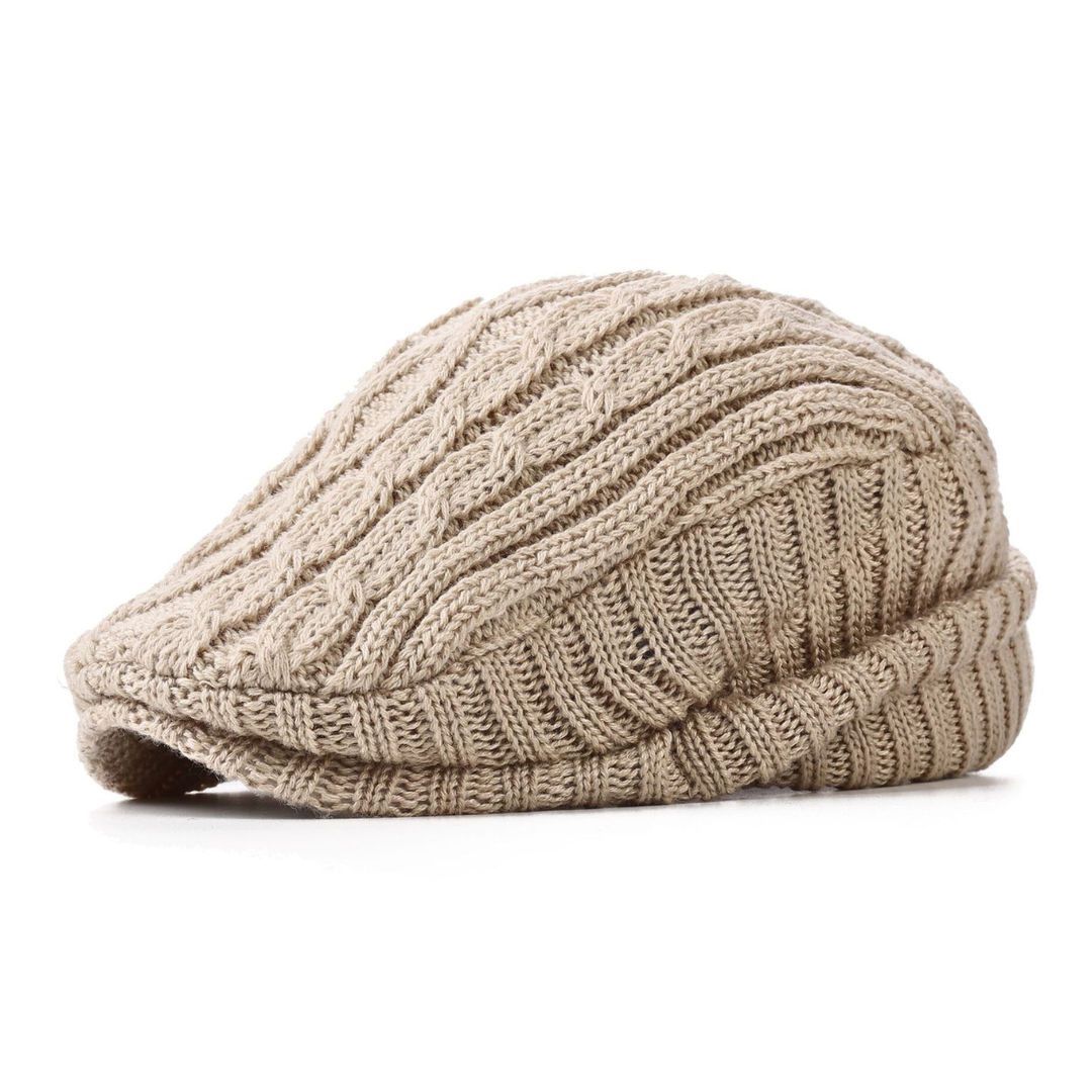 Black textured unisex flat cap, stylish & warm for winter or an all-season fashion statement.