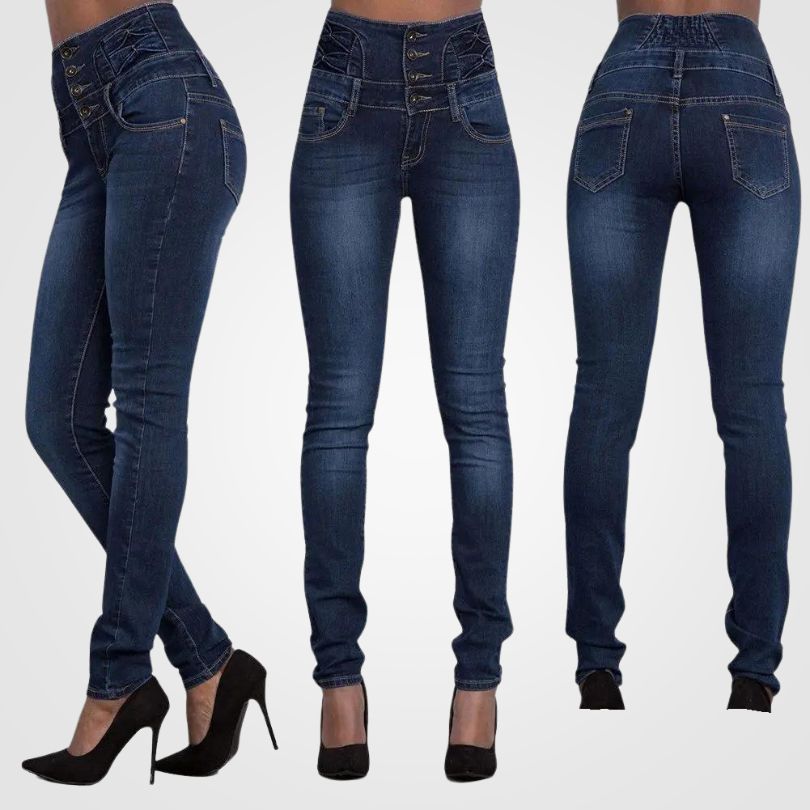 Women's high waist jeans in a comfortable, flattering fit, perfect for everyday casual wear.