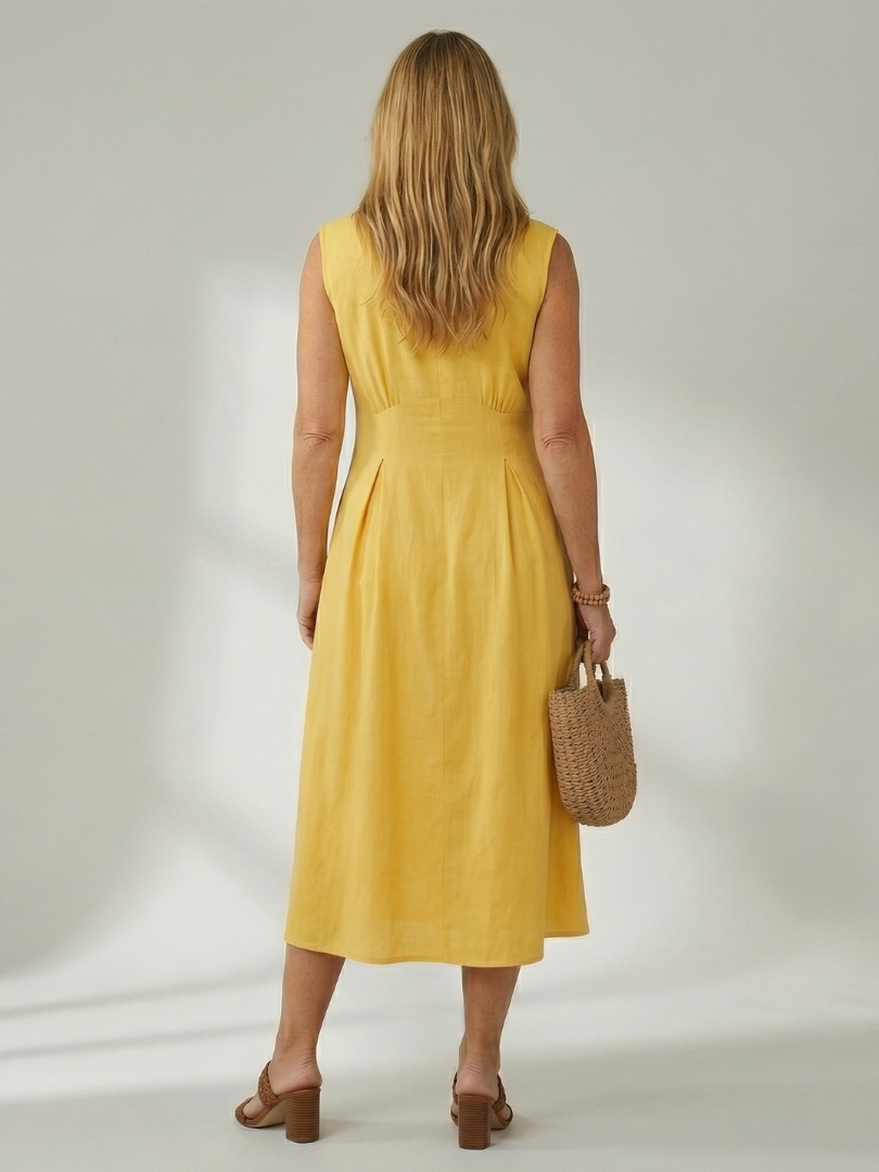 Casual button-front midi dress, ideal for women's everyday fashion and comfort.