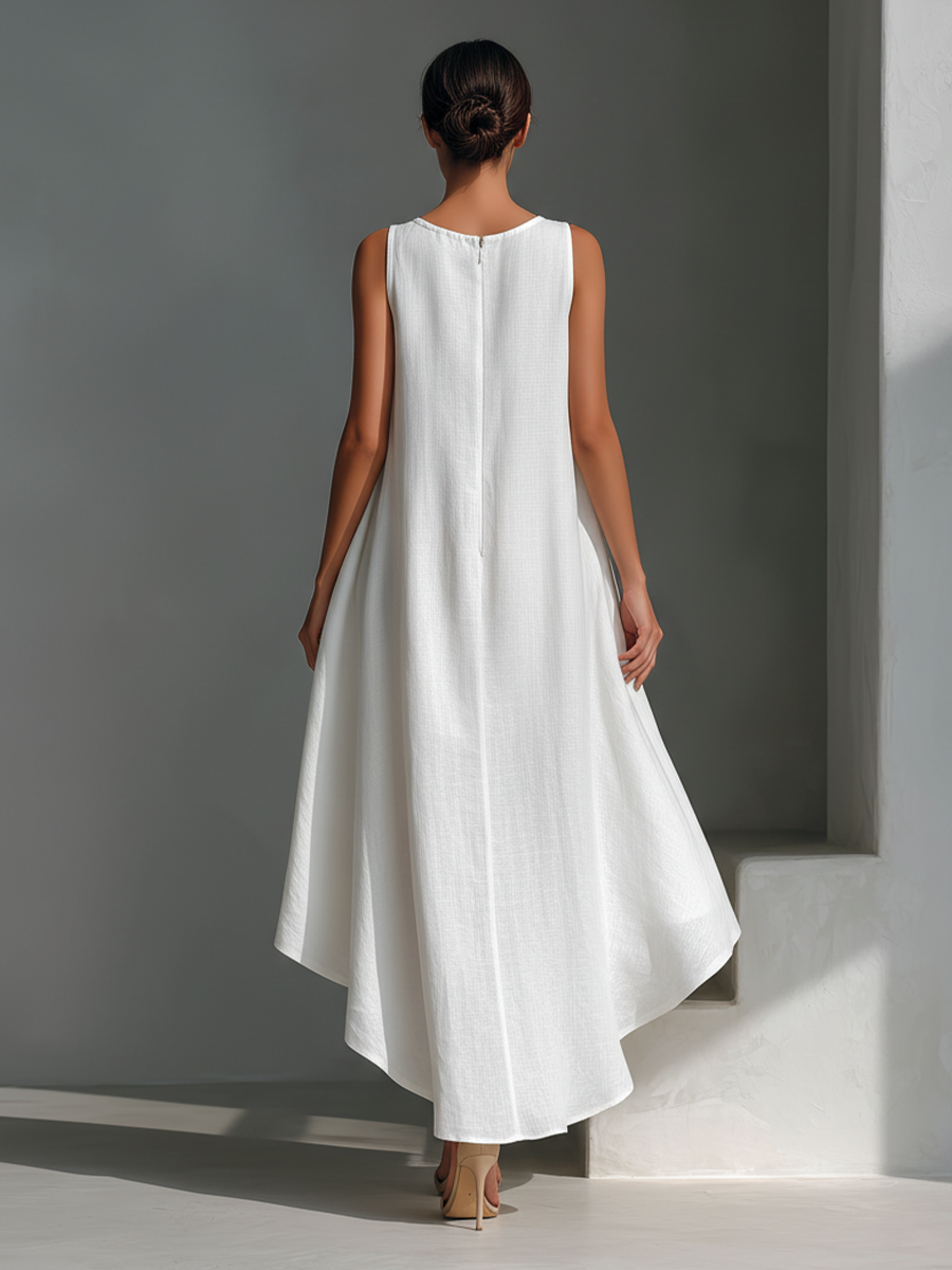 Flattering women's sleeveless midi dress. A comfortable & chic option for effortless summer style.