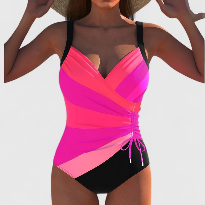 Chic women's printed one-piece swimwear with a flattering fit, perfect for summer fashion & vacation outfits.