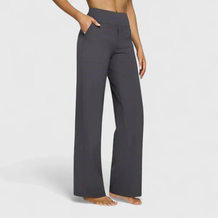 Women's straight leg trousers, elegant work wear pants, comfortable & stylish for office fashion.