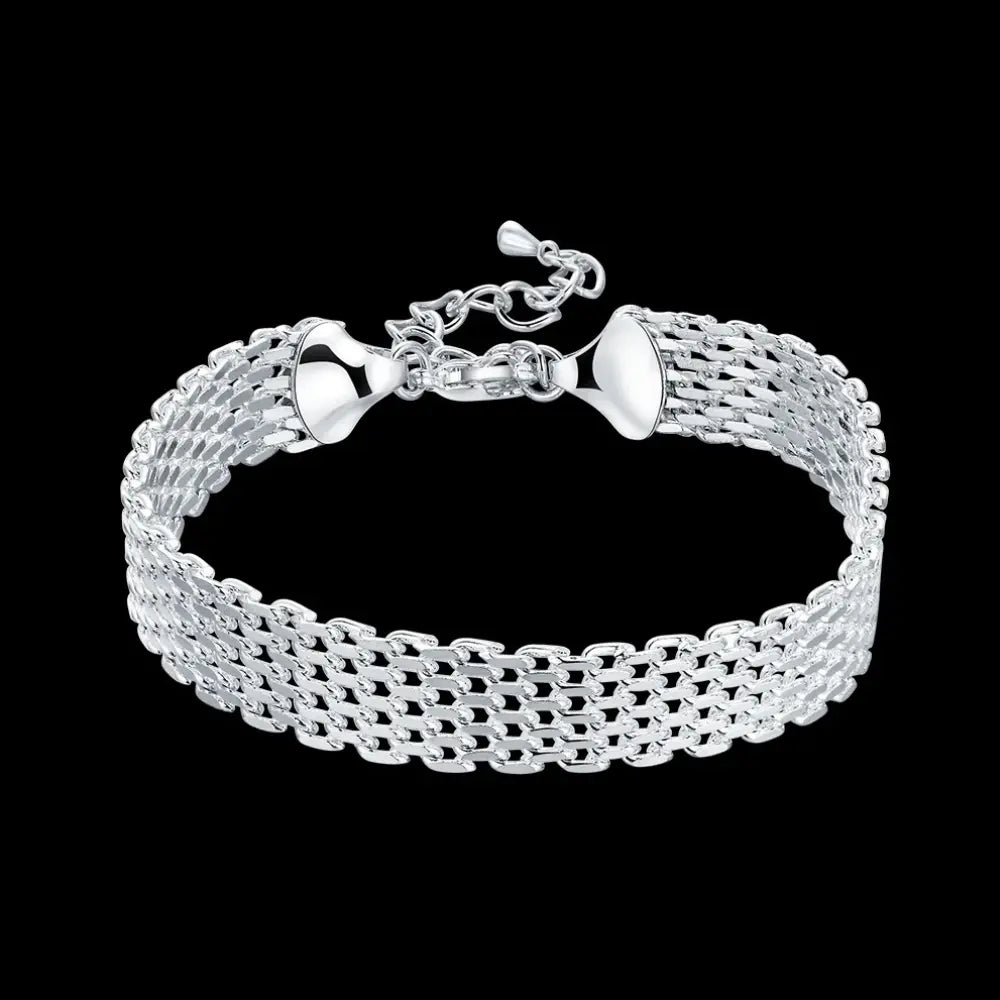 925 sterling silver chain bracelet for women. Delicate, elegant fine jewelry; a perfect gift or everyday accessory.