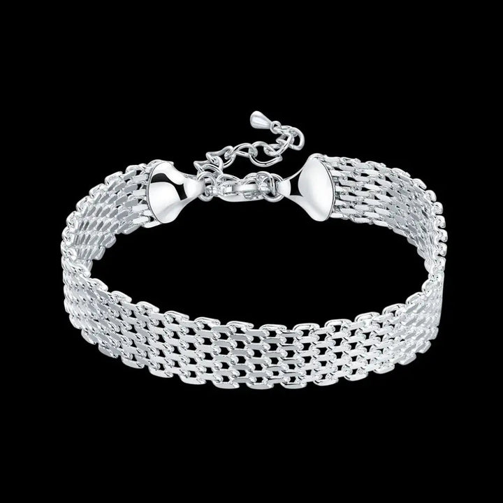 925 sterling silver chain bracelet for women. Delicate, elegant fine jewelry; a perfect gift or everyday accessory.