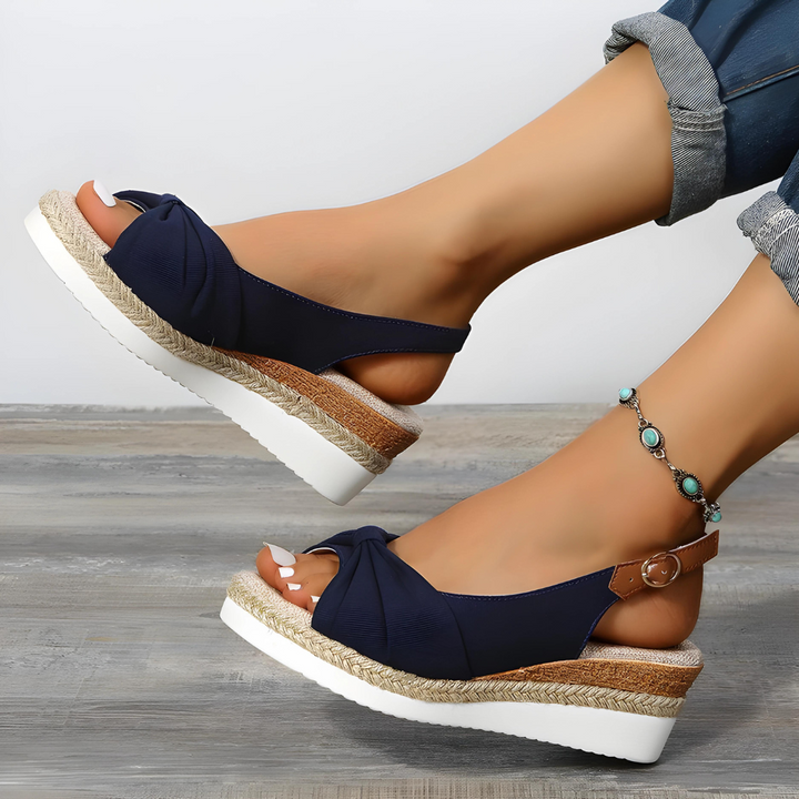 Navy women's comfortable orthopedic sandals, perfect for casual outings, offering excellent foot support & pain relief.