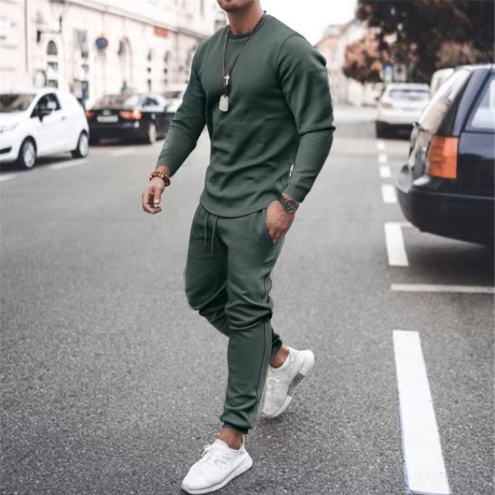 Versatile men's relaxed cotton two-piece set, perfect for casual wear, lounging, or light activities.