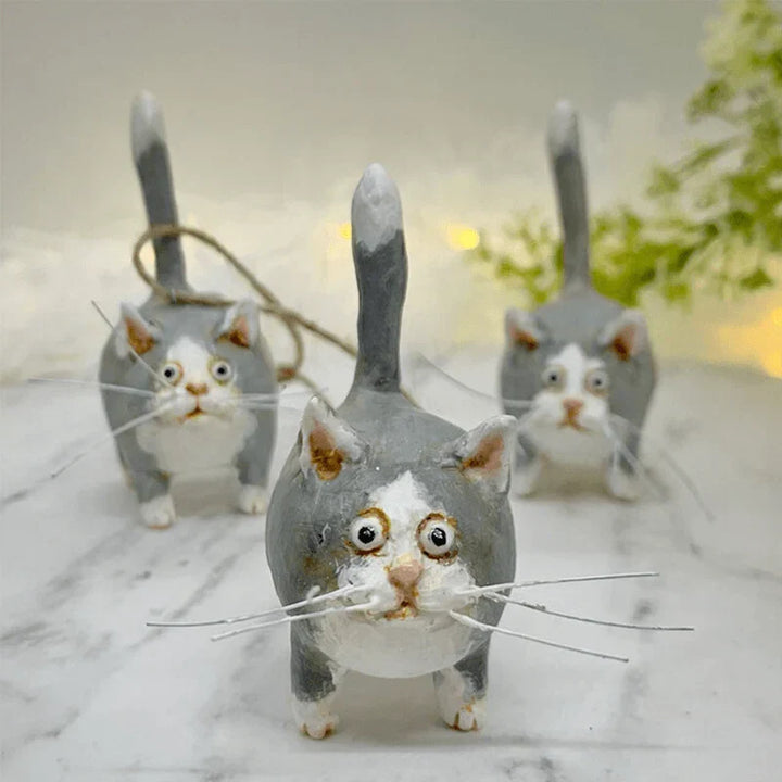 Handmade cat decor for Christmas. A unique festive ornament to adorn your holiday tree.
