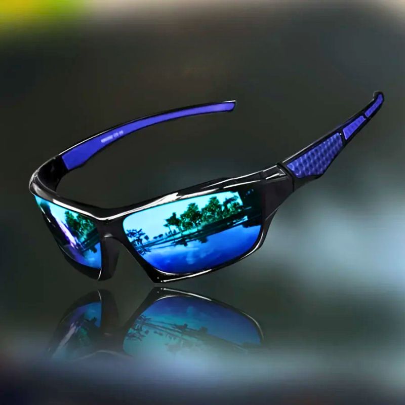 Sporty men's polarized shield sunglasses ensuring clear vision for driving, cycling, and outdoor activities.