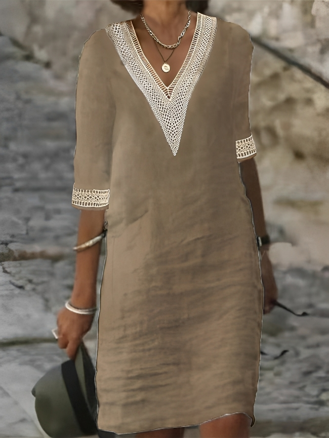 Woman enjoying a comfortable, chic casual dress, ideal for summer style and versatile everyday fashion.