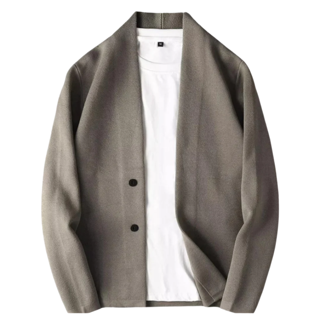 Men's stylish button-up knit cardigan, perfect for elegant layering or casual fall and winter outfits.