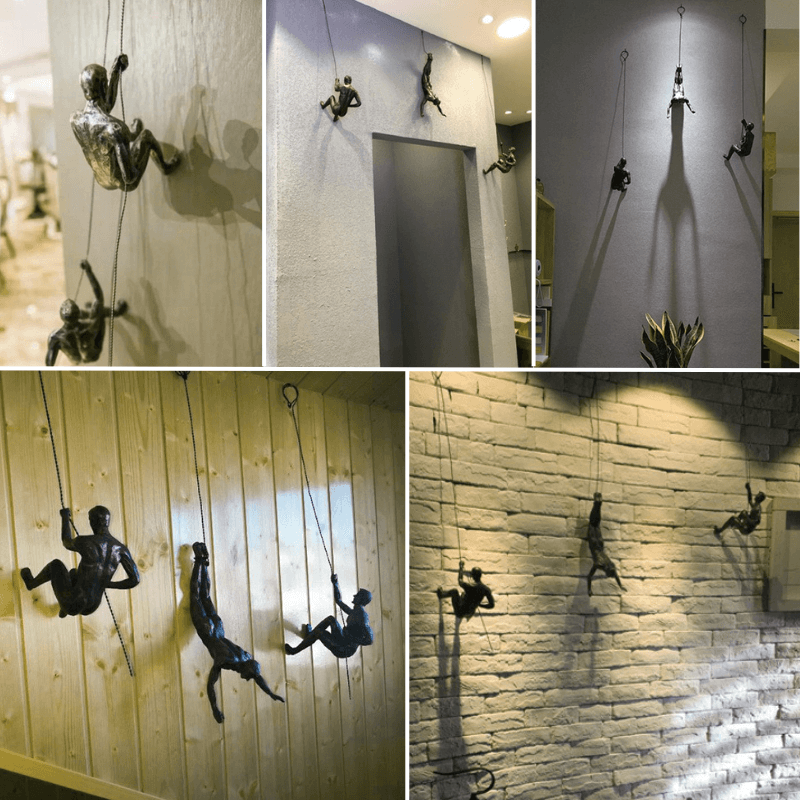 Artistic climbing figures wall sculpture set, a unique gift for modern homes.