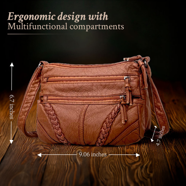 Stylish women's classic leather crossbody bag. An essential and organized daily bag, also great for travel.