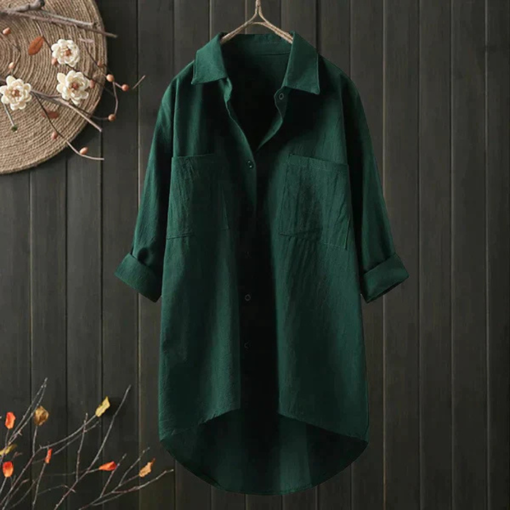 Women's fashionable oversized blouse, a versatile top for effortless everyday comfort and style.