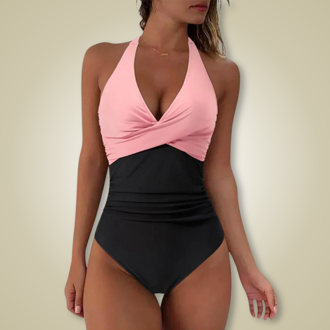 Women's push-up one-piece swimwear, enhancing confidence with elegant summer beach & resort style.