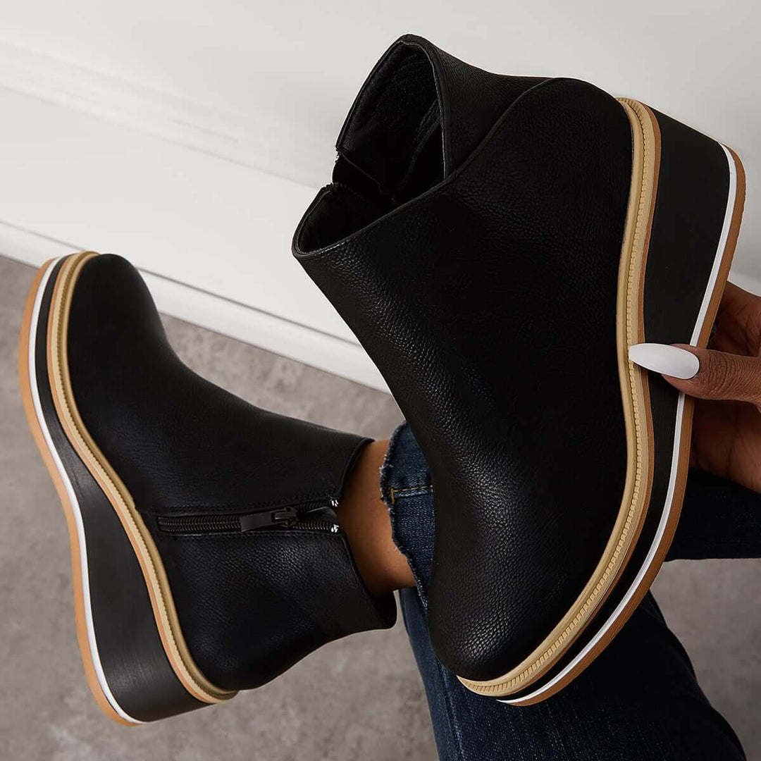 Stylish platform ankle boots for women, providing orthopedic comfort & all-season support.