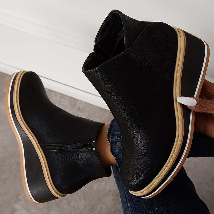 Stylish platform ankle boots for women, providing orthopedic comfort & all-season support.