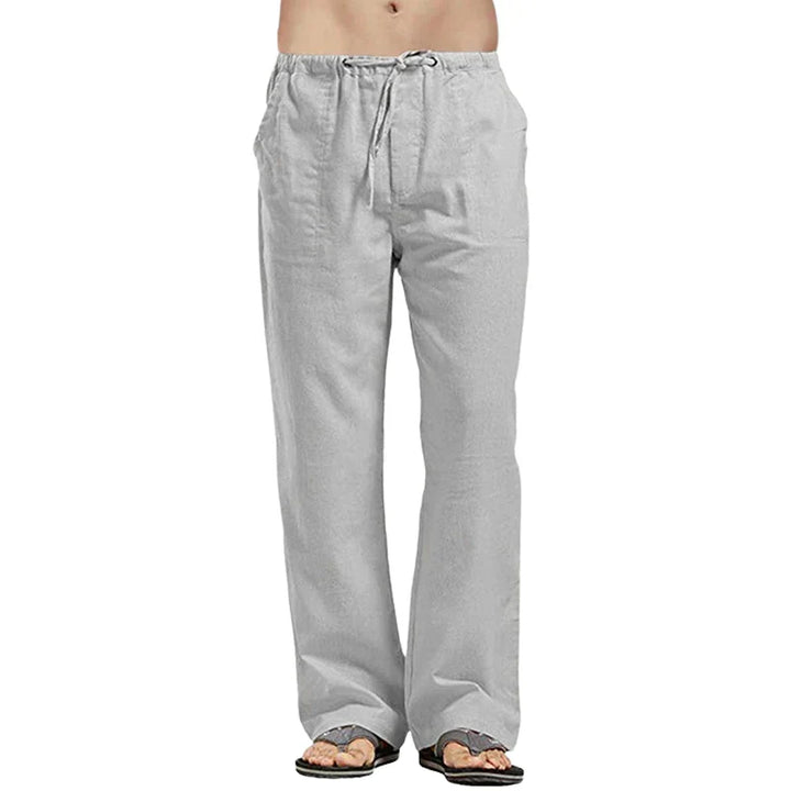 Wide leg men's drawstring pants, comfortable and breathable for spring/summer fashion.