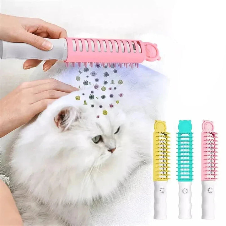 Electric pet brush: gentle heated grooming for happy cats & dogs, detangles fur comfortably.