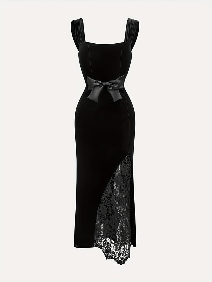 Sleek women's black mermaid evening gown. Elegant sleeveless maxi dress, perfect for galas & formal events.