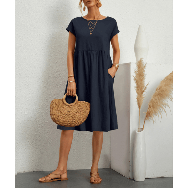 Women's Cotton Linen Midi Dress