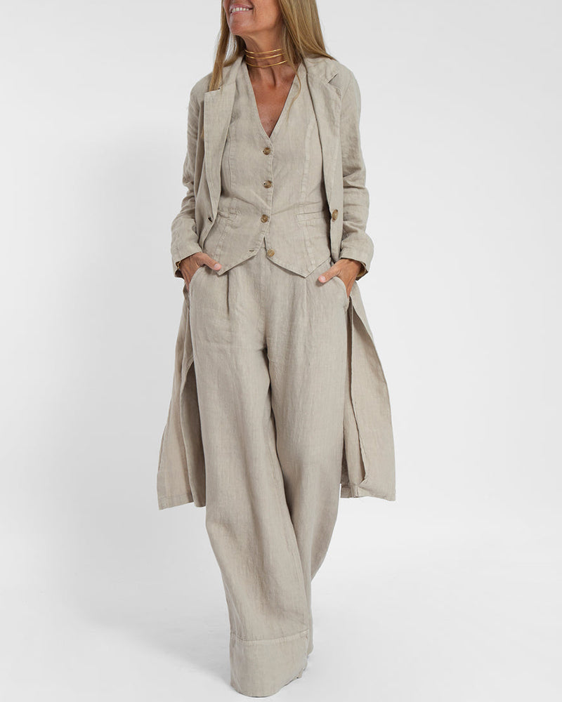 Women's elegant 2-piece wide leg pants & vest set, perfect for chic spring/summer fashion.