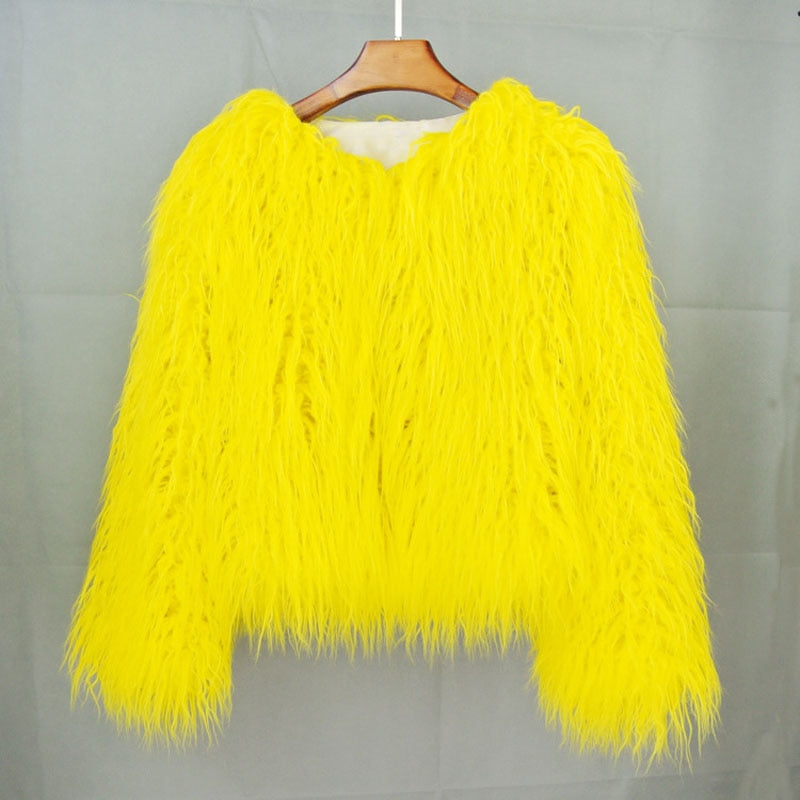 Vibrant women's elegant winter coat. Stylish and warm long-sleeve outerwear for cozy autumn fashion.